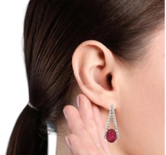 Natural Tourmaline Diamond Dangle Stud Earrings 0.75" 14k White Gold 2.48 TCW