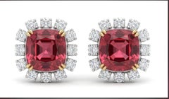 Natural Tourmaline & Diamond Earring in 18k Gold
