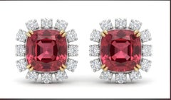 Natural Tourmaline 13.34ct & Diamond 2.13ct Stud Earrings in 18K Gold