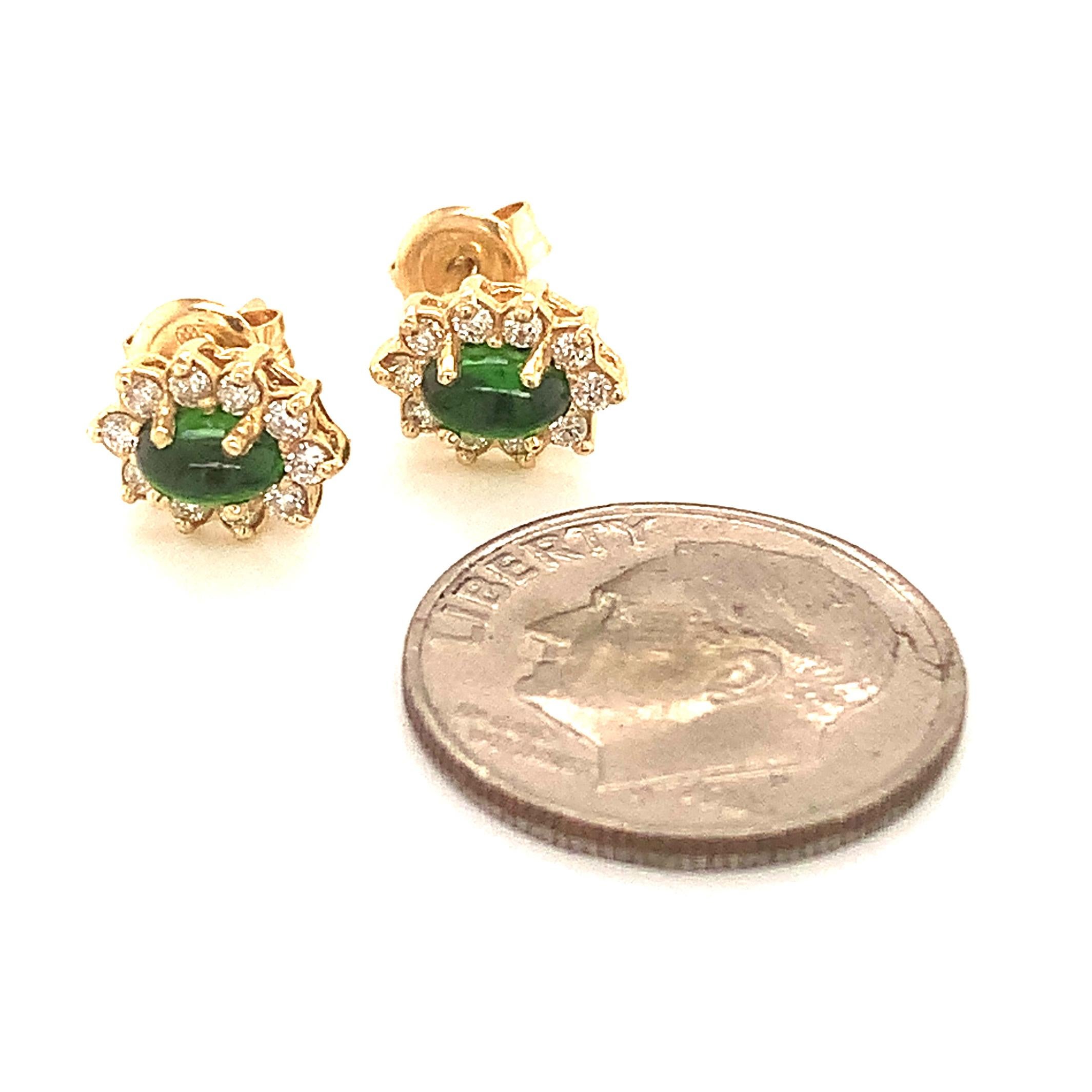 Orecchini con diamanti di tormalina naturale in oro 14k 0,85 TCW certificati in vendita 1