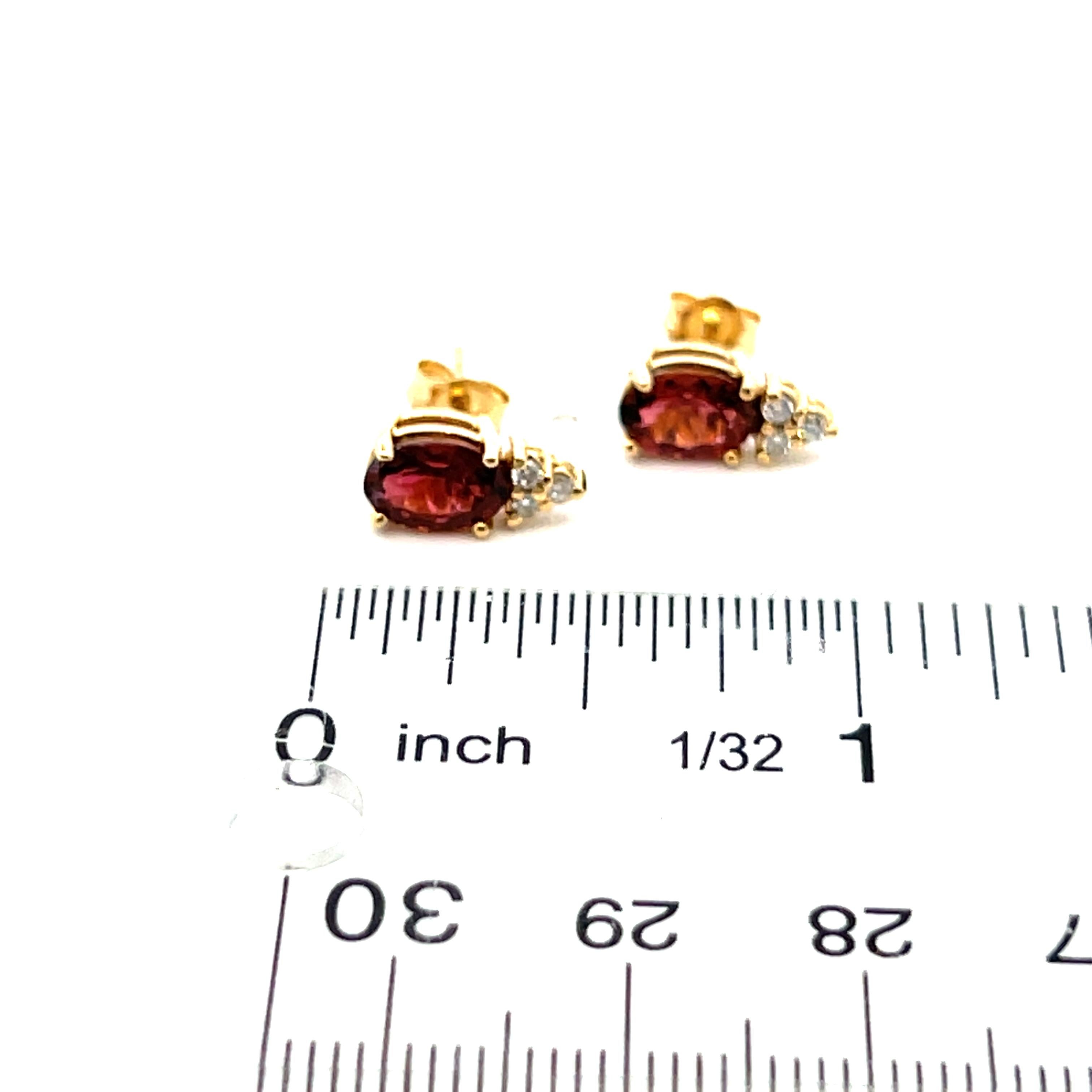 Orecchini con diamanti di tormalina naturale in oro 14k 1,87 TCW certificati in vendita 2