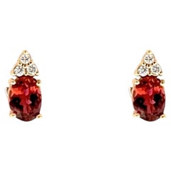 Boucles d'oreilles en or 14k avec tourmaline naturelle et diamant 1.87 TCW Certified