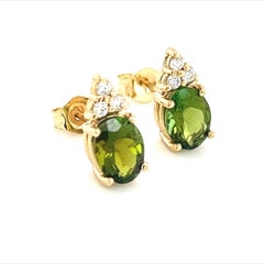 Natural Tourmaline Diamond Earrings 14k Gold 1.87 TCW Certified