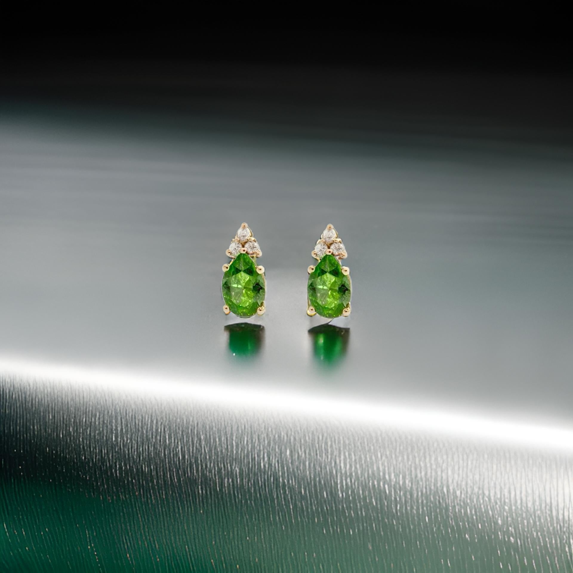 Taglio brillante Orecchini con diamanti di tormalina naturale in oro 14k 1,87 TCW certificati in vendita