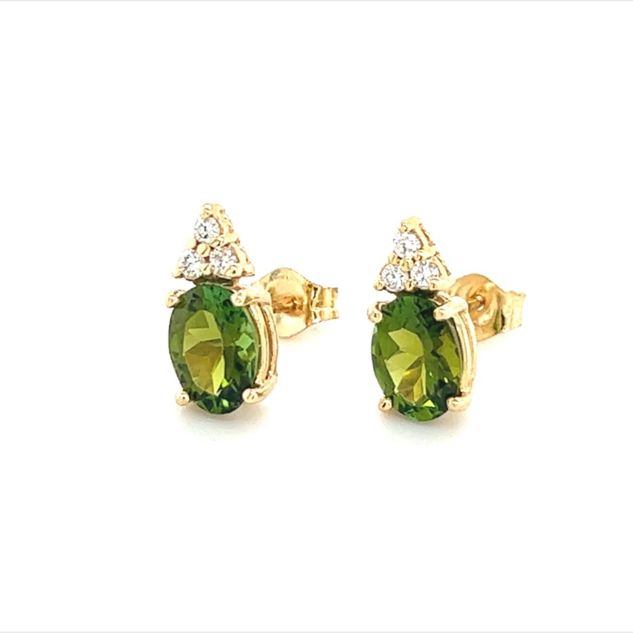 Natural Tourmaline Diamond Earrings 14k Gold 1.87 TCW Certified In New Condition For Sale In Brooklyn, NY