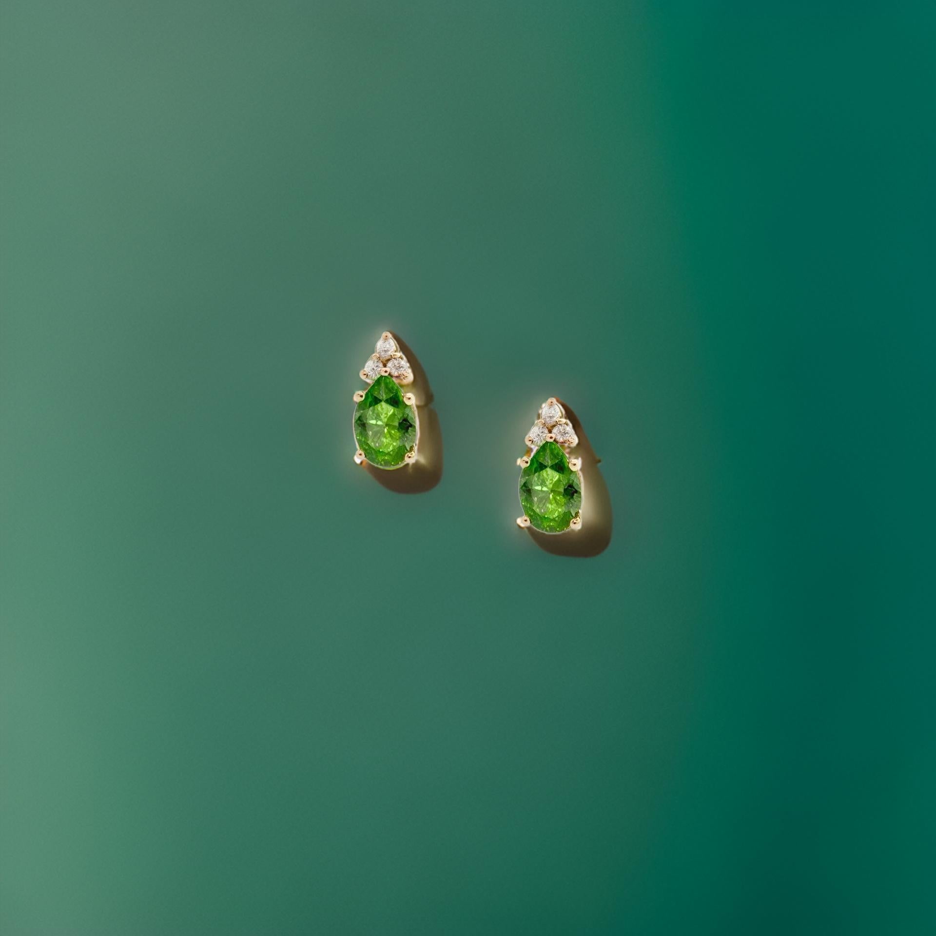 Orecchini con diamanti di tormalina naturale in oro 14k 1,87 TCW certificati In condizioni Nuovo in vendita a Brooklyn, NY