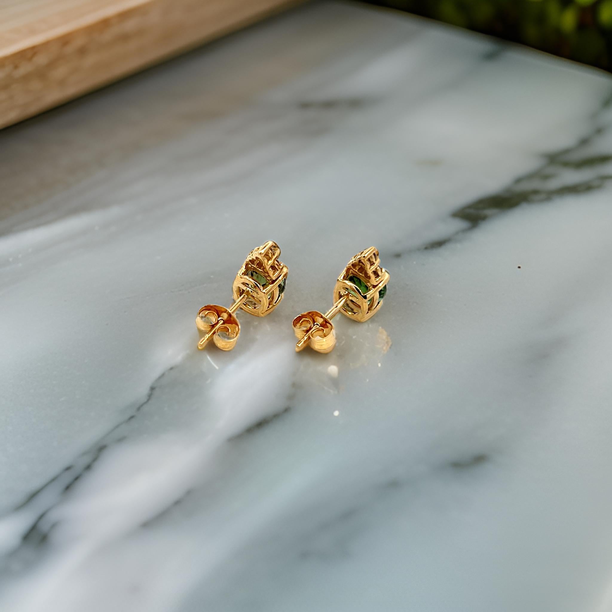 Donna Orecchini con diamanti di tormalina naturale in oro 14k 1,87 TCW certificati in vendita