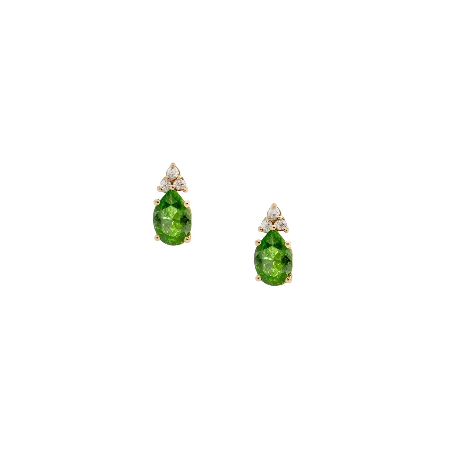 Orecchini con diamanti di tormalina naturale in oro 14k 1,87 TCW certificati in vendita 4