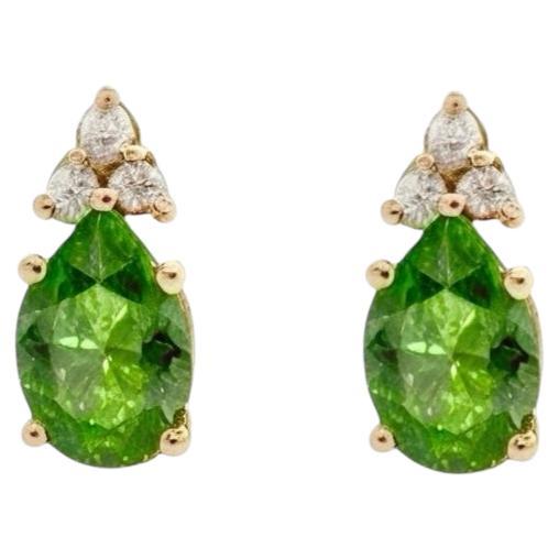 Natural Tourmaline Diamond Earrings 14k Gold 1.87 TCW Certified