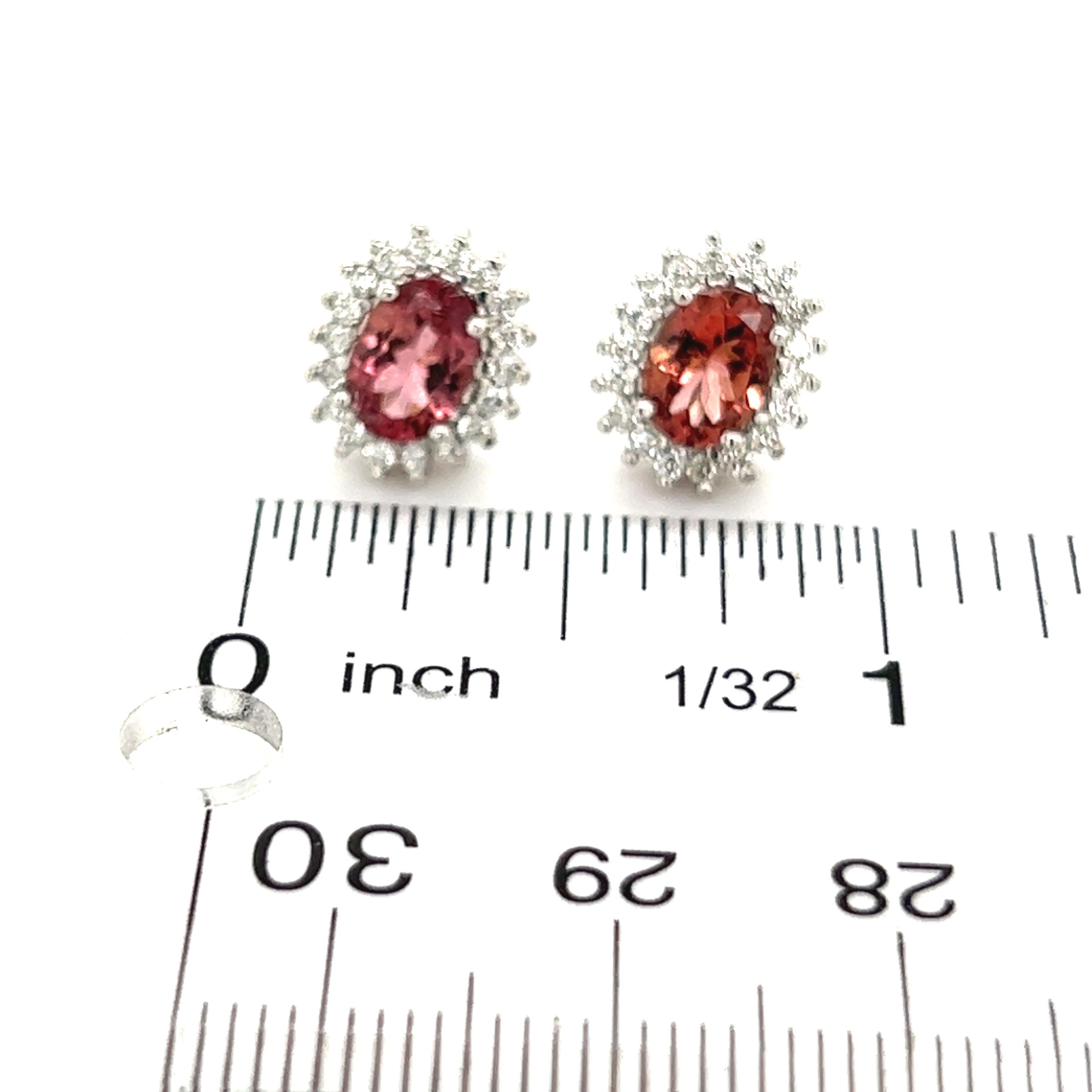 Natural Tourmaline Diamond Earrings 14k Gold 1.94 TCW Certified In New Condition For Sale In Brooklyn, NY