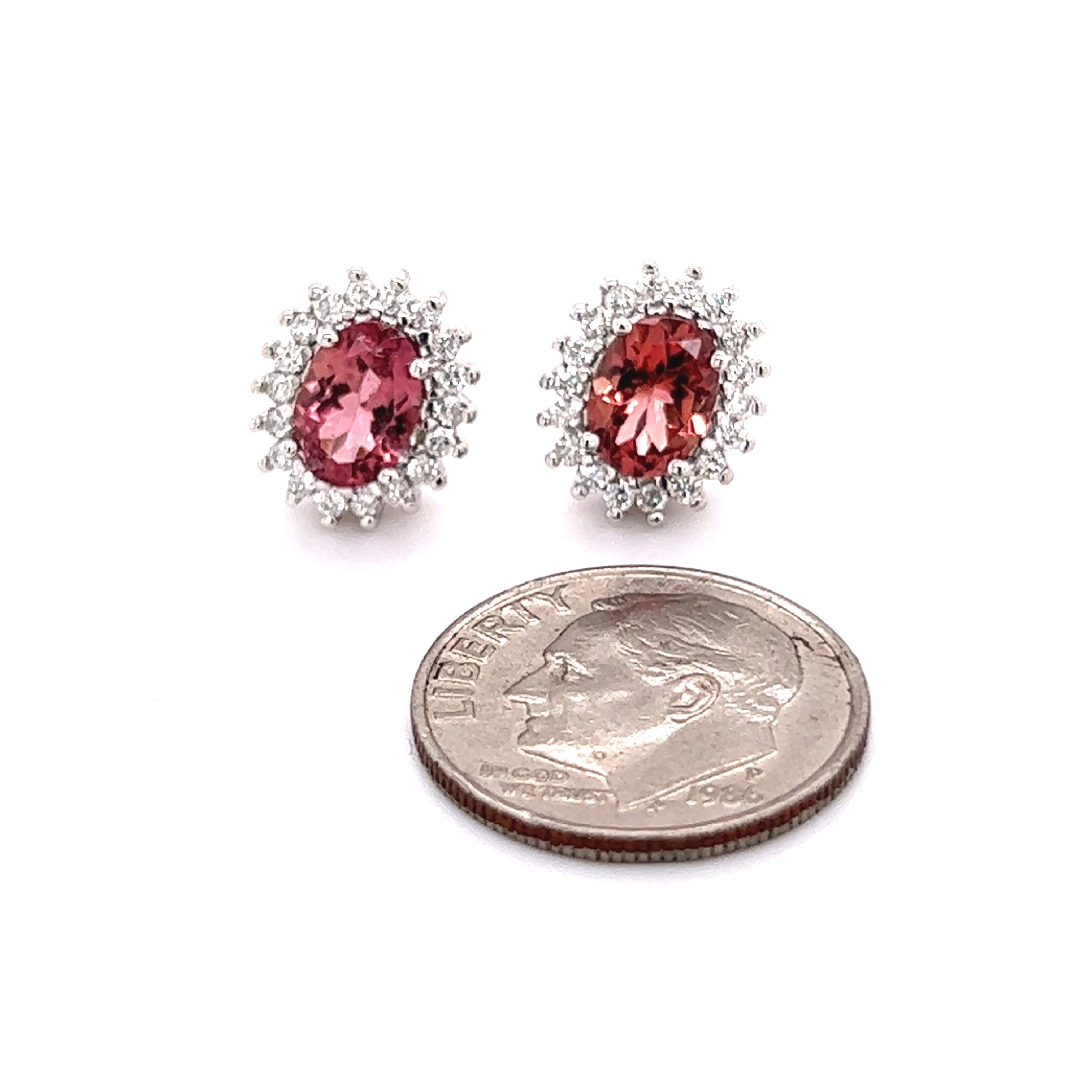 Women's Natural Tourmaline Diamond Earrings 14k Gold 1.94 TCW Certified For Sale