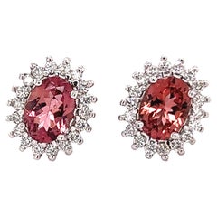 Natural Tourmaline Diamond Earrings 14k Gold 1.94 TCW Certified