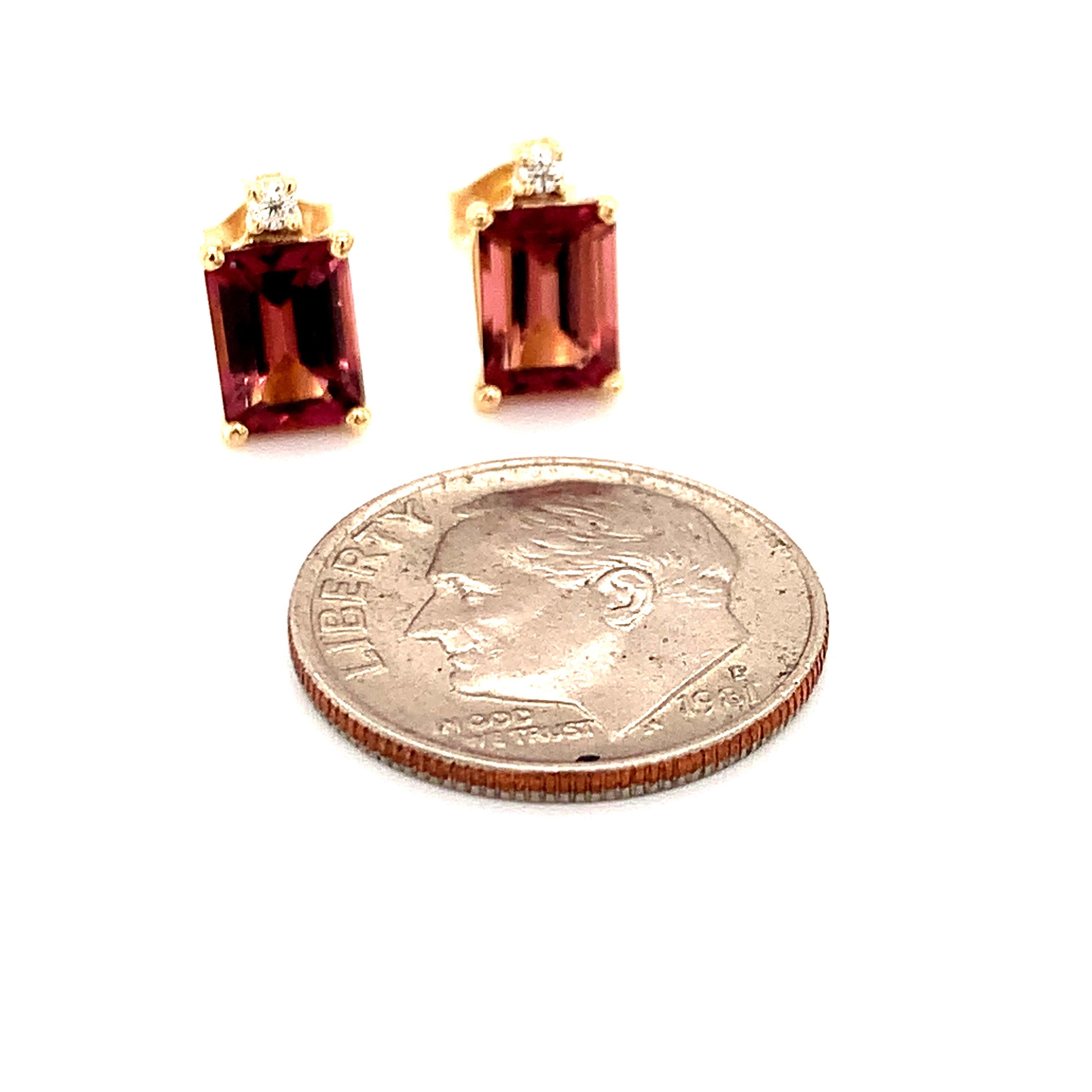 Women's Natural Tourmaline Diamond Earrings 14k Gold 2.13 TCW Certified For Sale