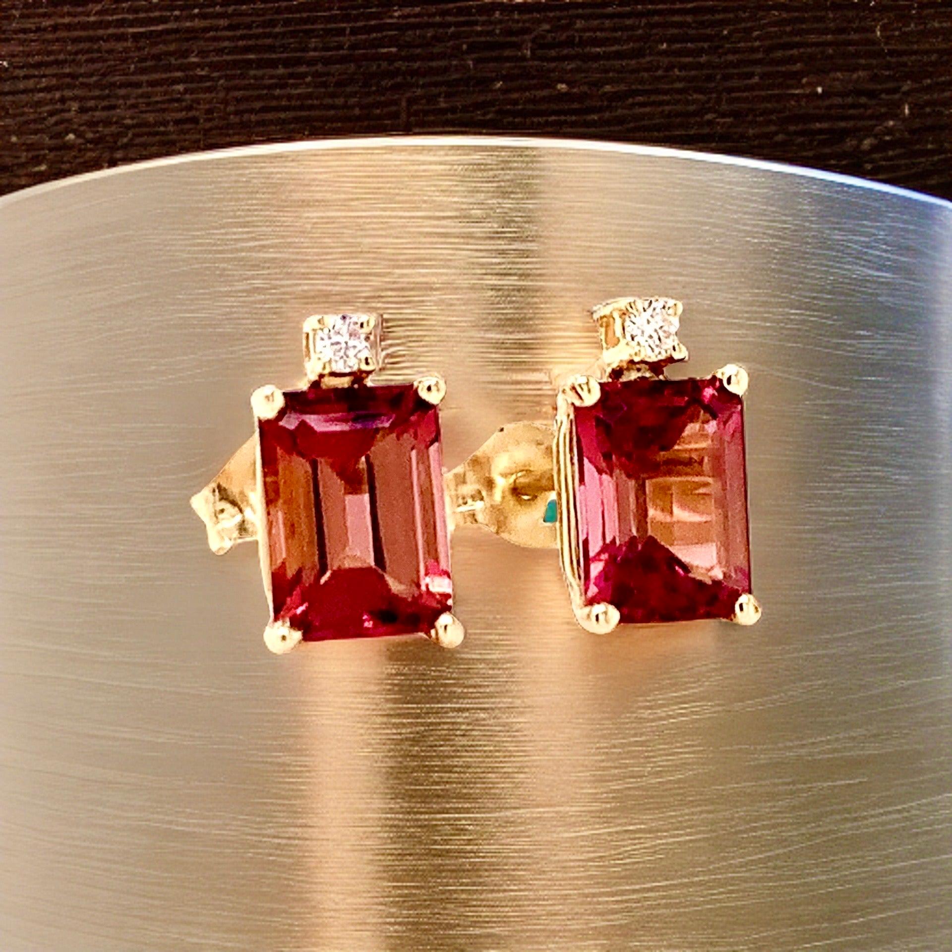 Donna Orecchini con diamanti di tormalina naturale in oro 14k con 2,13 TCW certificati in vendita