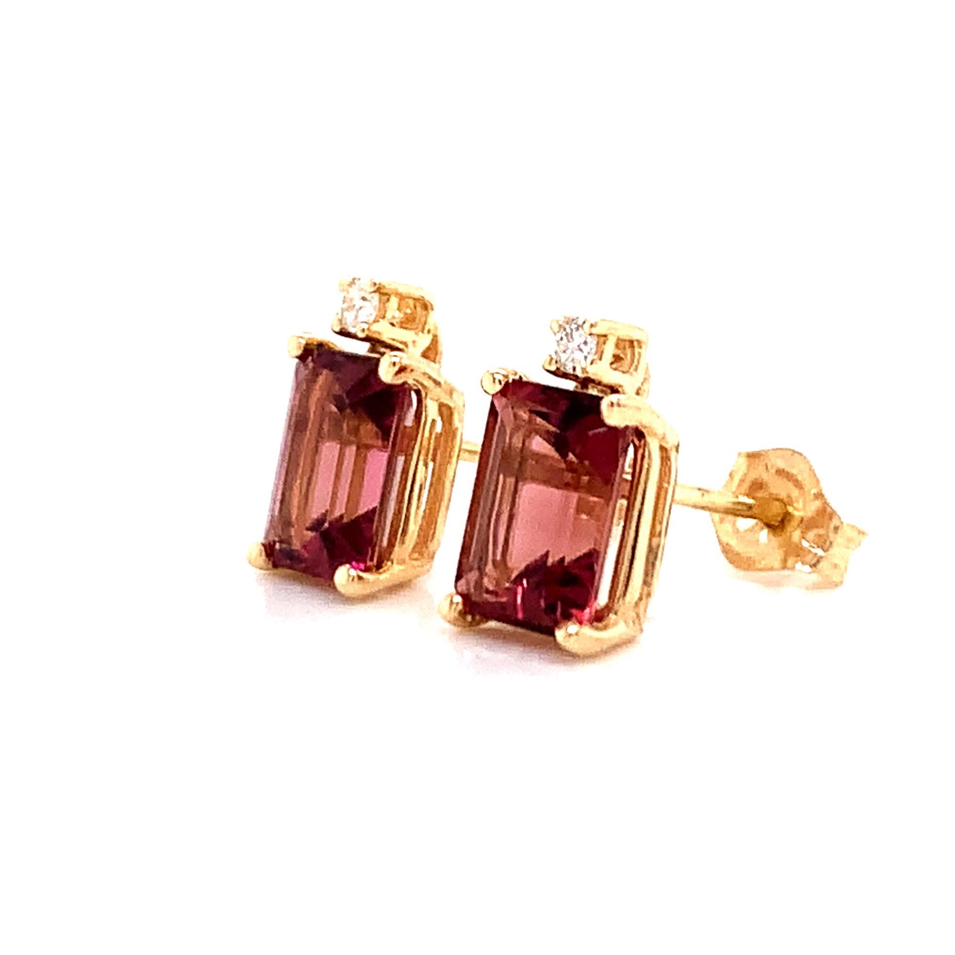 Natural Tourmaline Diamond Earrings 14k Gold 2.13 TCW Certified For Sale 4