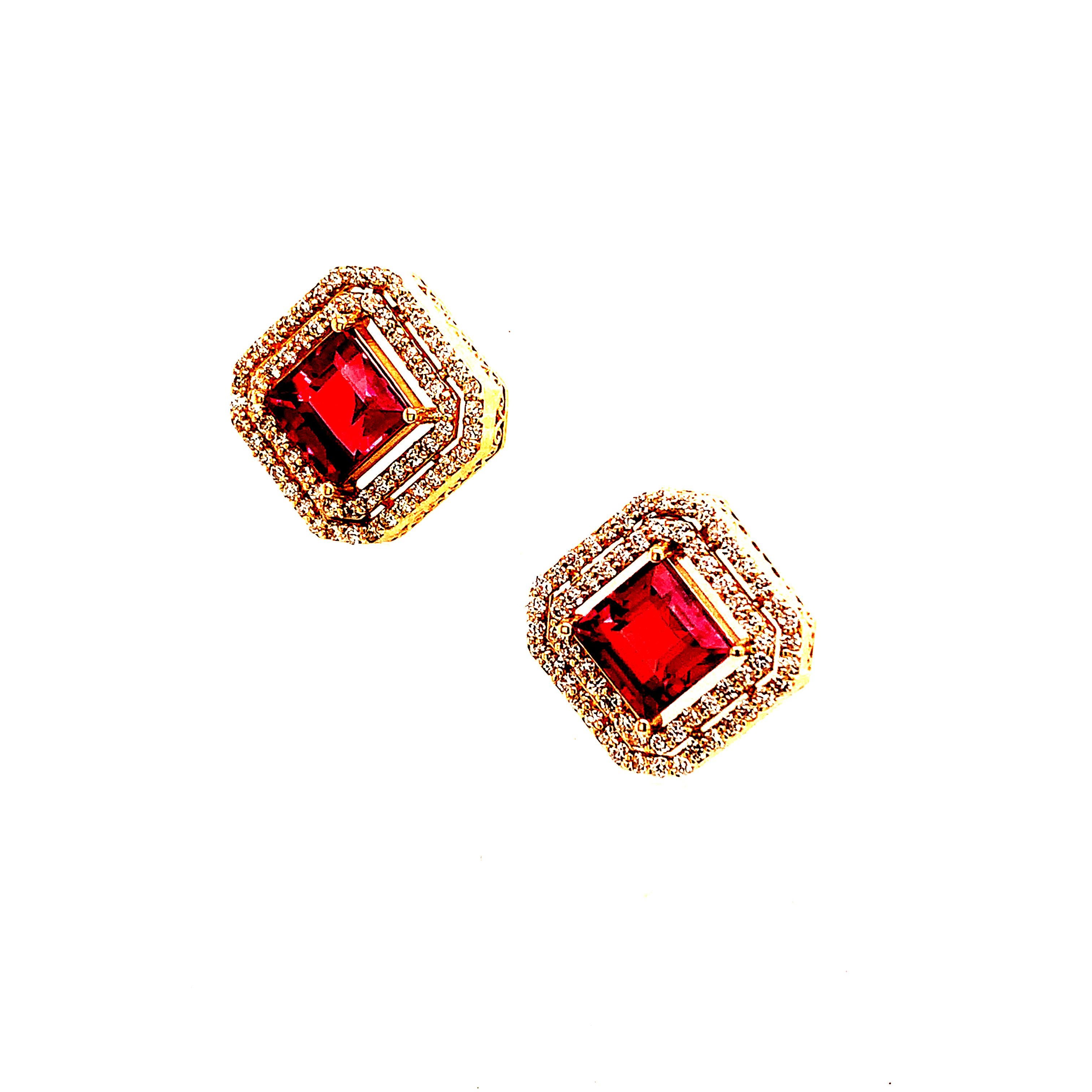 Natural Tourmaline Diamond Earrings 14k Gold 4.47 TCW Certified For Sale 6