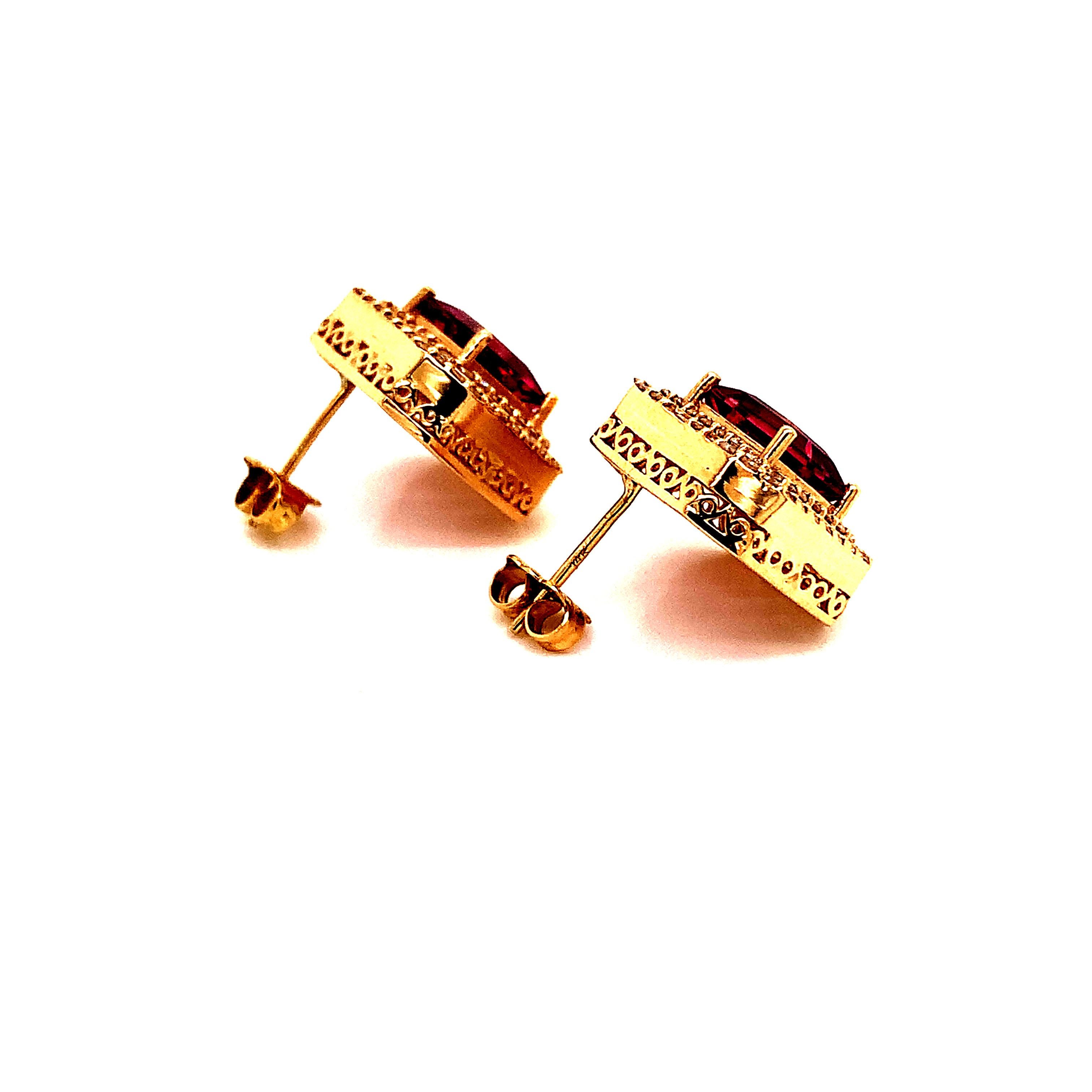 Natural Tourmaline Diamond Earrings 14k Gold 4.47 TCW Certified For Sale 4