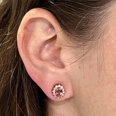Pendientes Diamante Turmalina Natural Oro Amarillo 14k 1,94 TCW Certificado