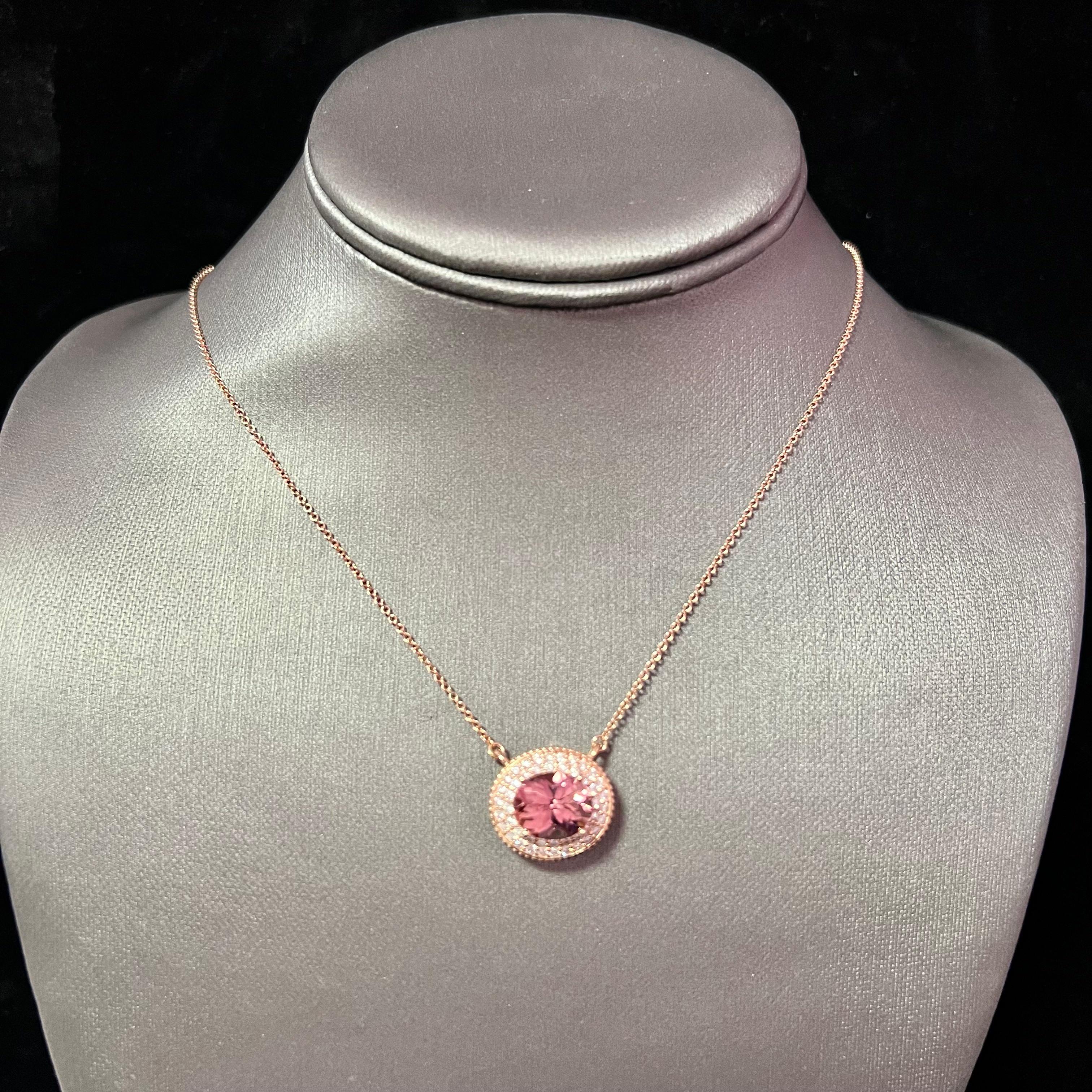 Natural Tourmaline Diamond Necklace 14k Gold 5.0 TCW Certified For Sale 5