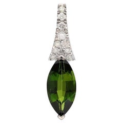 Pendente con tormalina naturale e diamante in oro 14k