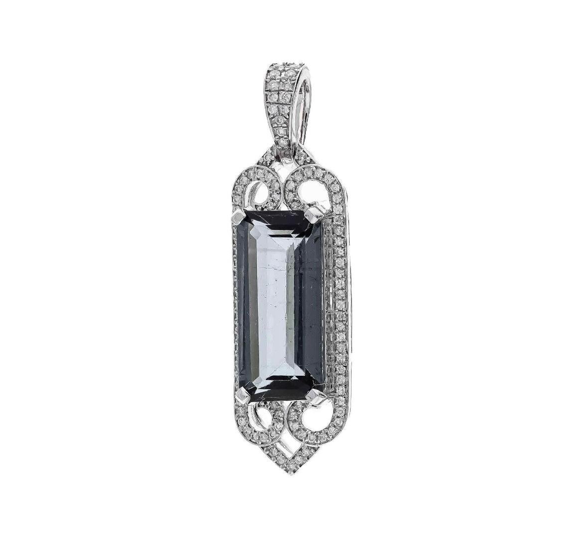 Taille mixte Pendentif en or 14k avec tourmaline naturelle et diamant en vente