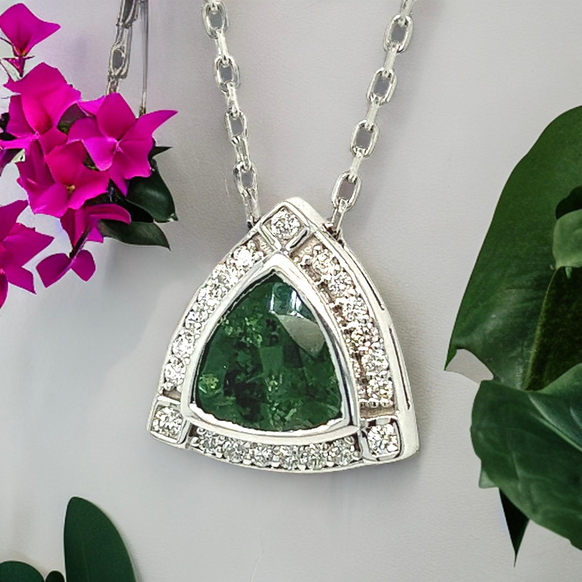 Natural Tourmaline Diamond Pendant Necklace 17