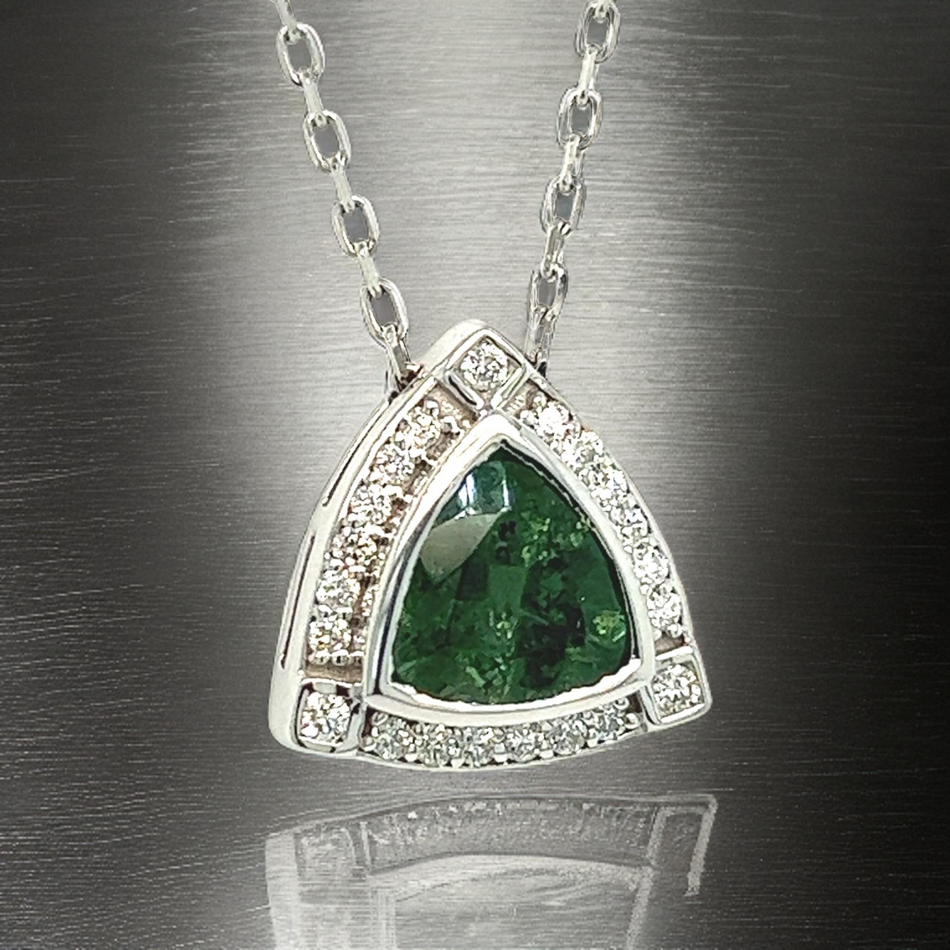 Natural Tourmaline Diamond Pendant Necklace 17