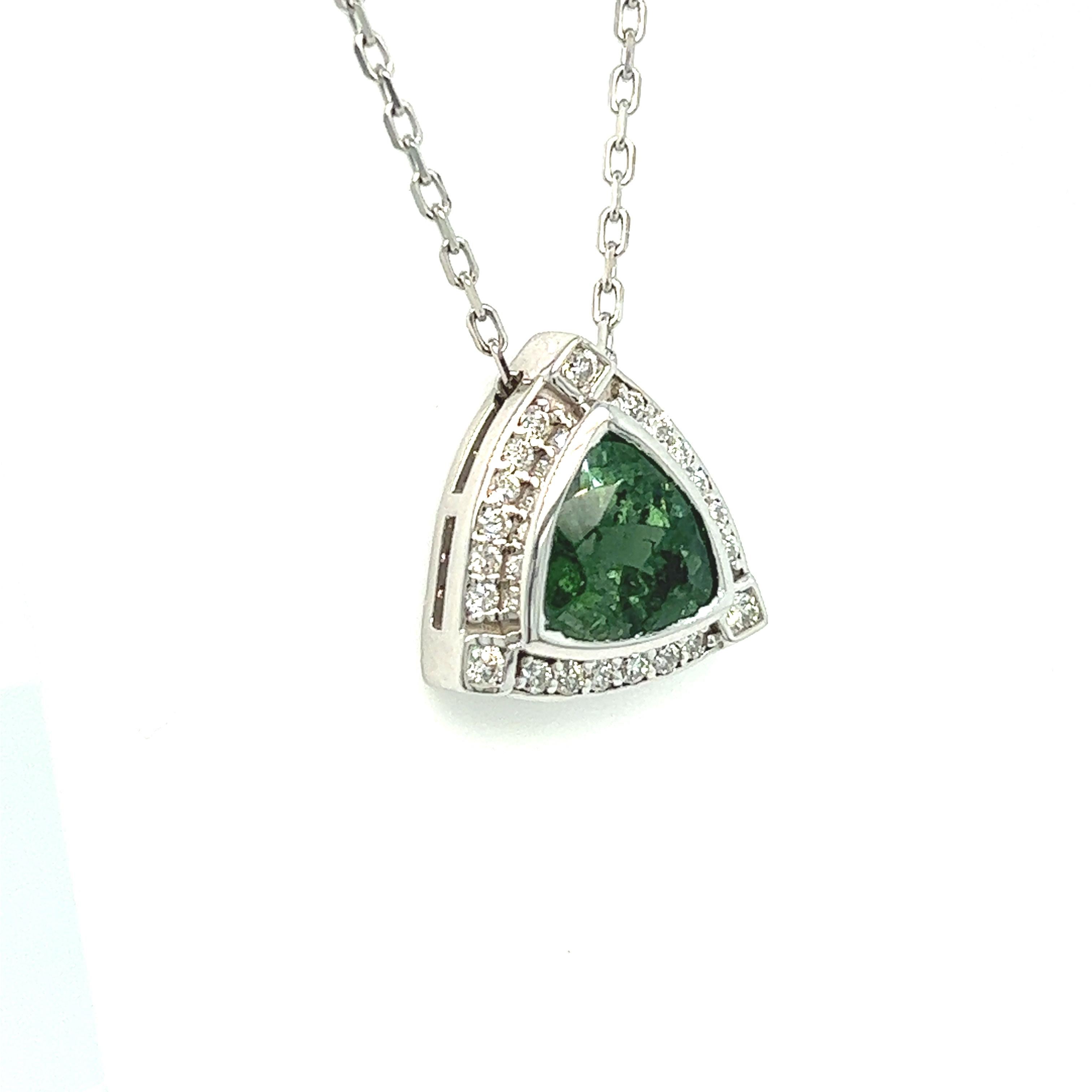 Natural Tourmaline Diamond Pendant Necklace 17