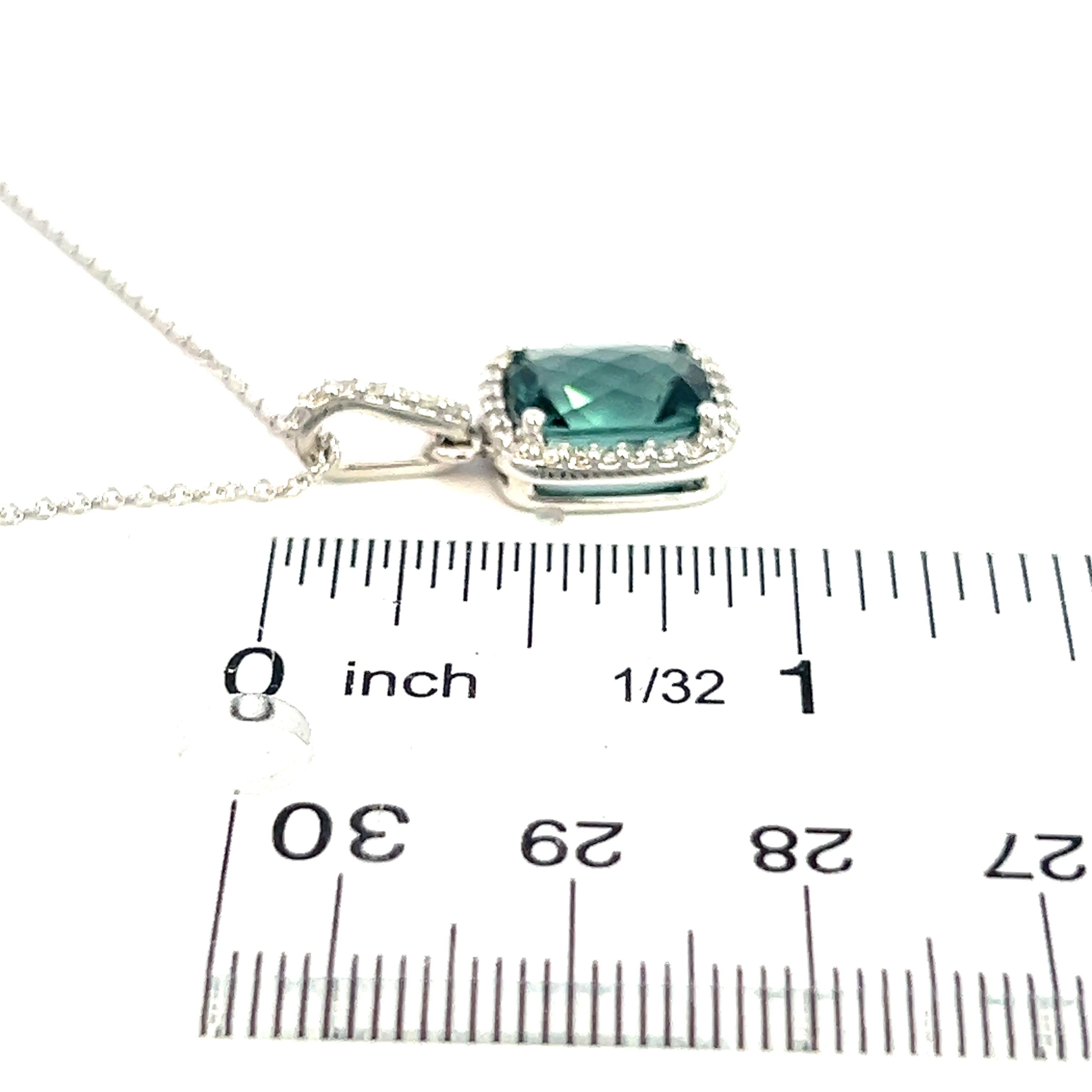 Natürlicher Turmalin-Diamant-Anhänger-Halskette 18