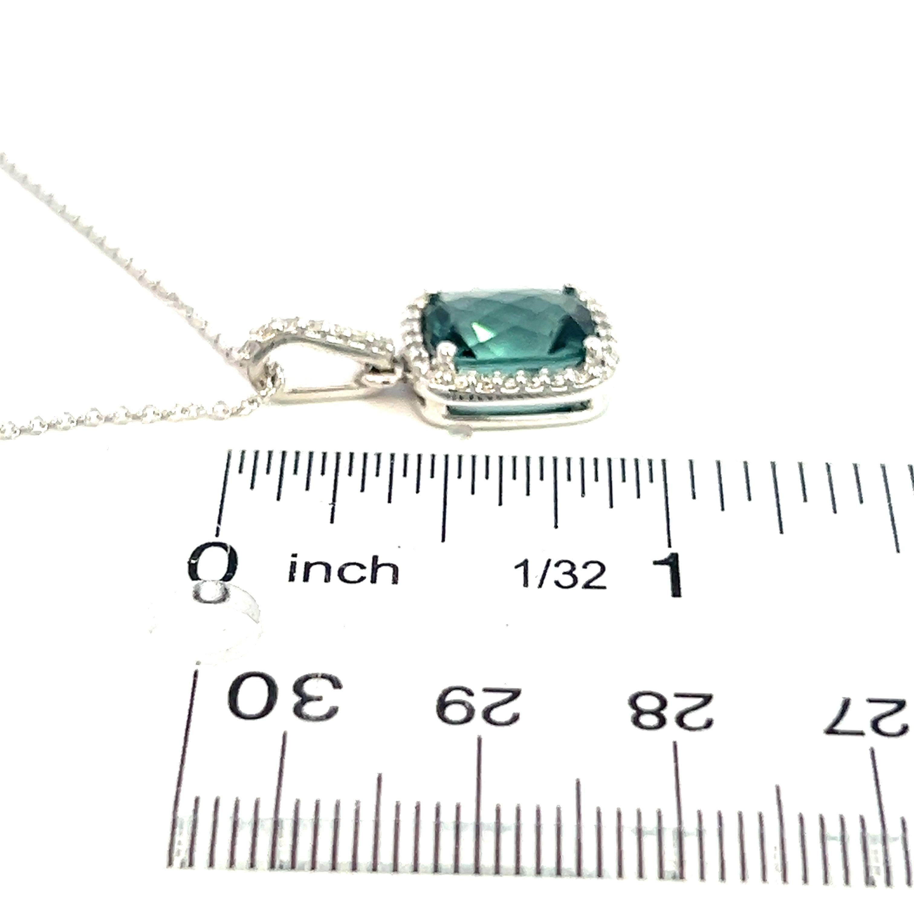 Natural Tourmaline Diamond Pendant Necklace 18