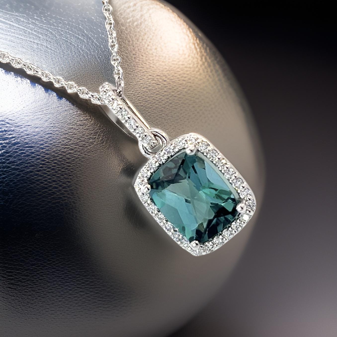 Natürlicher Turmalin-Diamant-Anhänger-Halskette 18