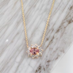 Collar Colgante Turmalina Natural Diamante 18" 14k YG 1.40 TCW Certificado