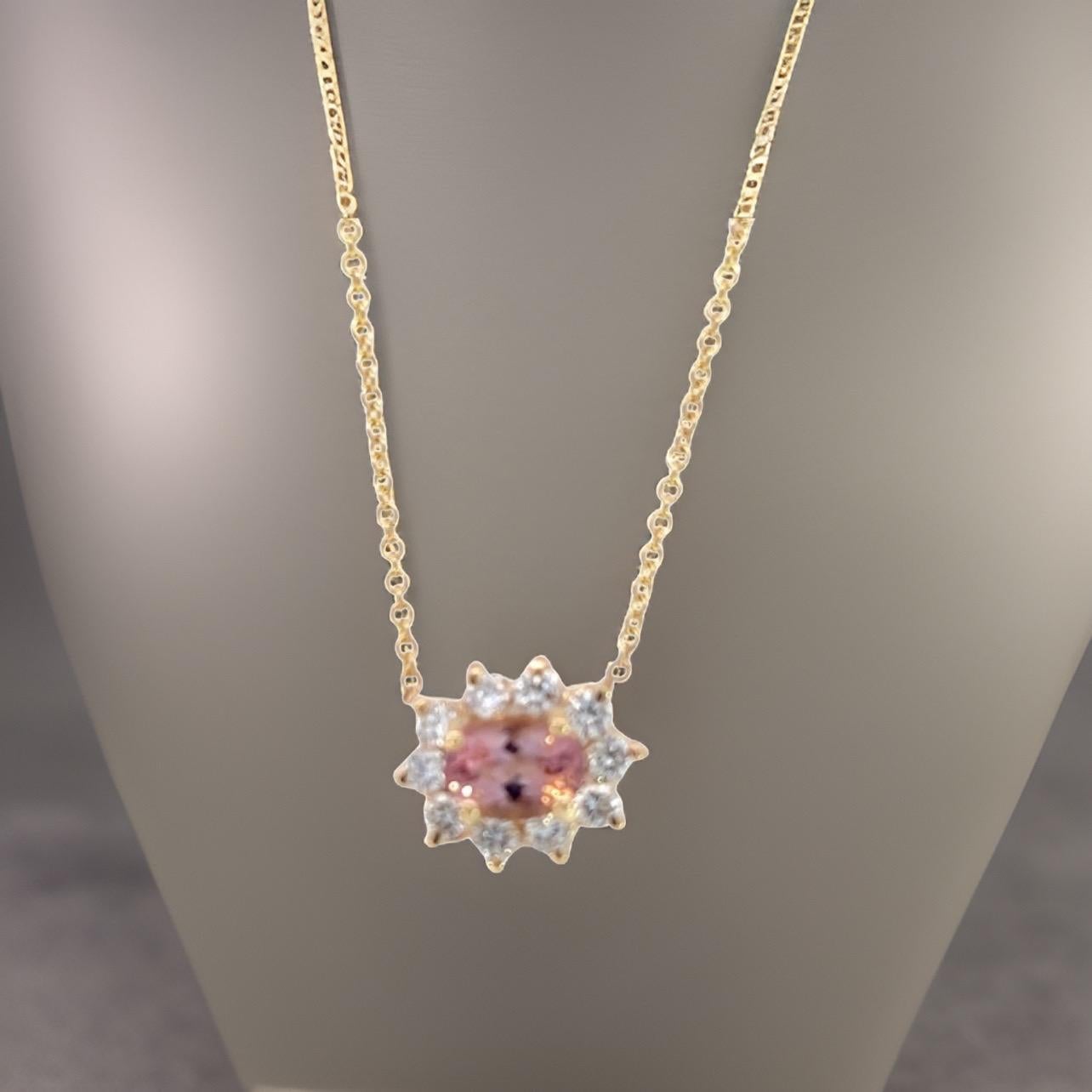 Women's Natural Tourmaline Diamond Pendant Necklace 18