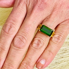 Anillo Diamante Turmalina Natural Oro 14 Y 7.03 TCW Certificado