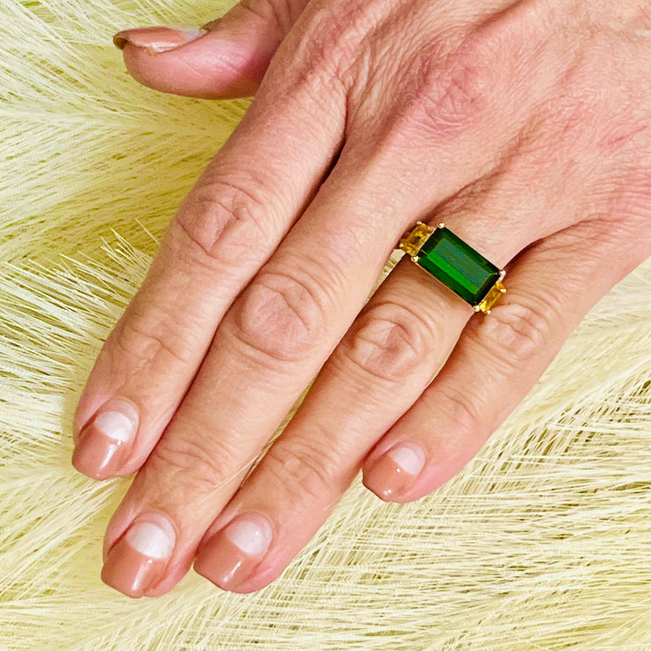 Natural Tourmaline Diamond Ring 14 Y Gold 7.03 TCW Certified For Sale 1