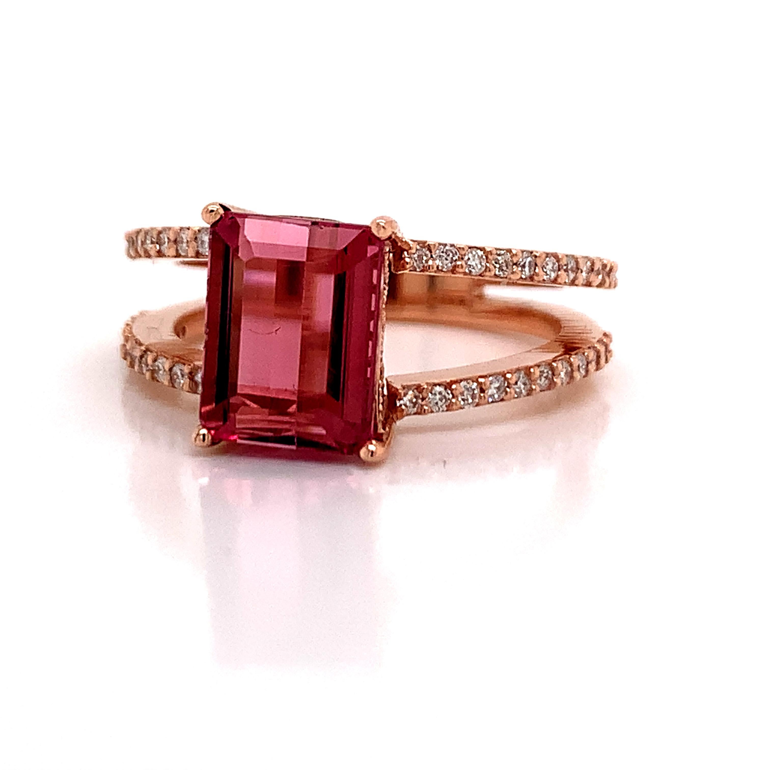 Natural Tourmaline Diamond Ring 14k Rose Gold 2.2 TCW Certified For Sale 10