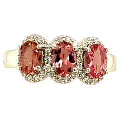 Natürlicher Turmalin-Diamantring 14k W Gold 1,58 TCW zertifiziert