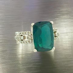 Natural Tourmaline Diamond Ring 6 14k W Gold 5 TCW Certified