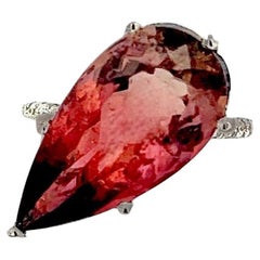 Natural Tourmaline Diamond Ring 6.5 14k W Gold 10.84 TCW Certified