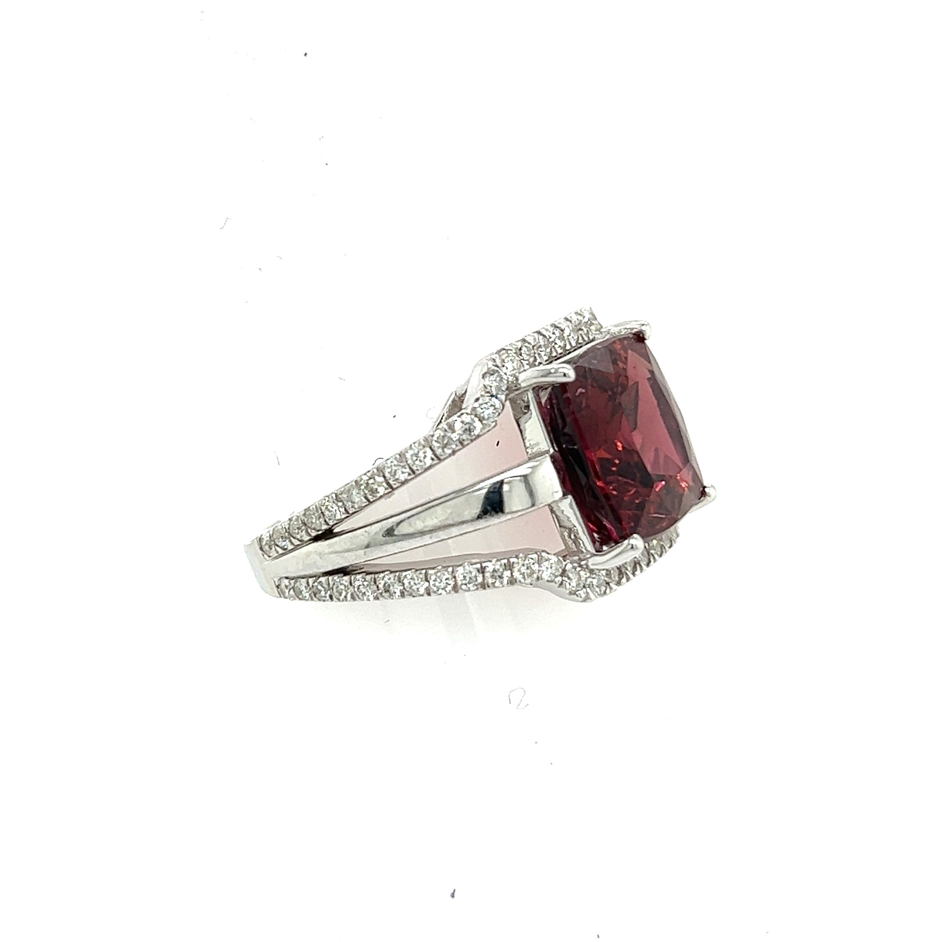Natural Tourmaline Diamond Ring 6.5 14k White Gold 5.89 TCW Certified For Sale 7