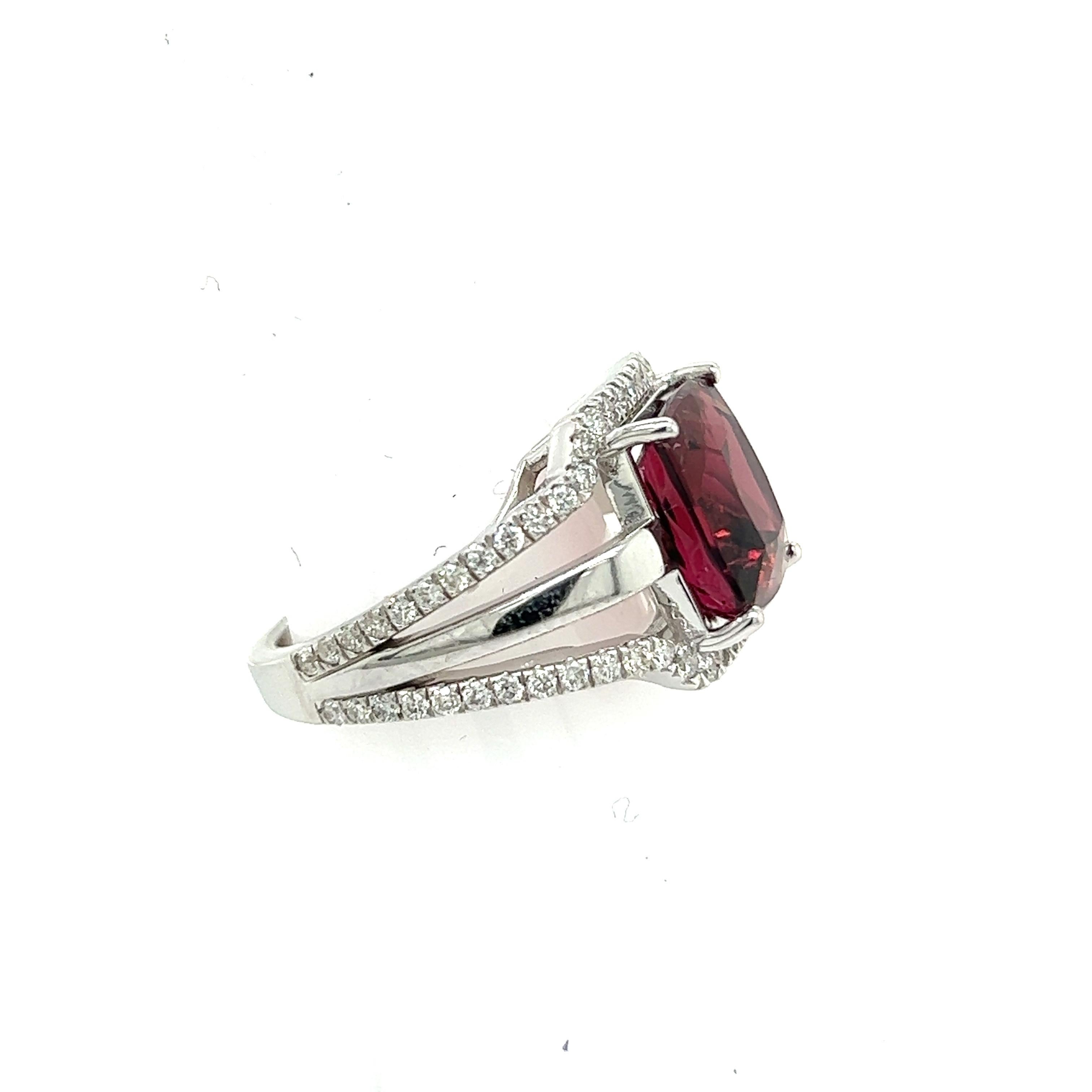 Natural Tourmaline Diamond Ring 6.5 14k White Gold 5.89 TCW Certified For Sale 8