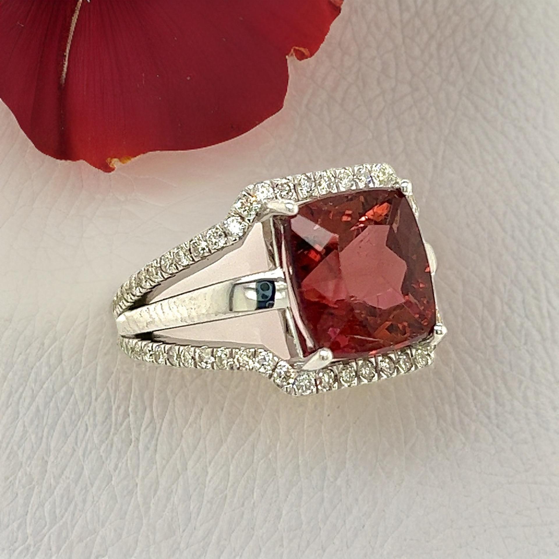 Natural Tourmaline Diamond Ring 6.5 14k White Gold 5.89 TCW Certified For Sale 12