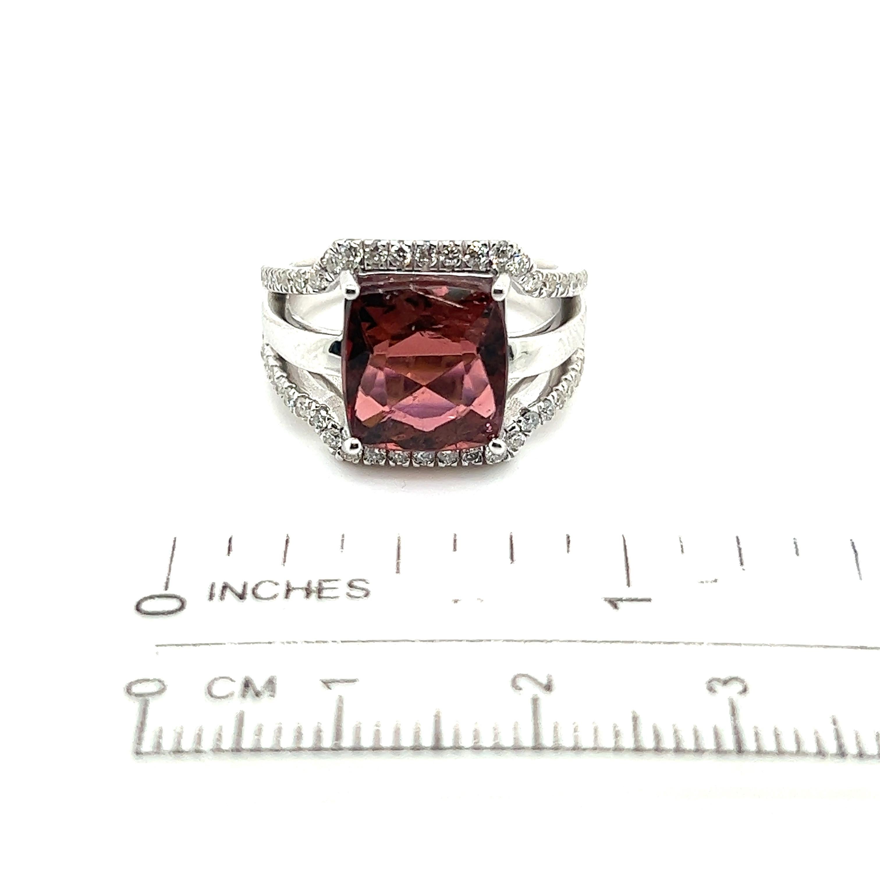Natural Tourmaline Diamond Ring 6.5 14k White Gold 5.89 TCW Certified For Sale 13