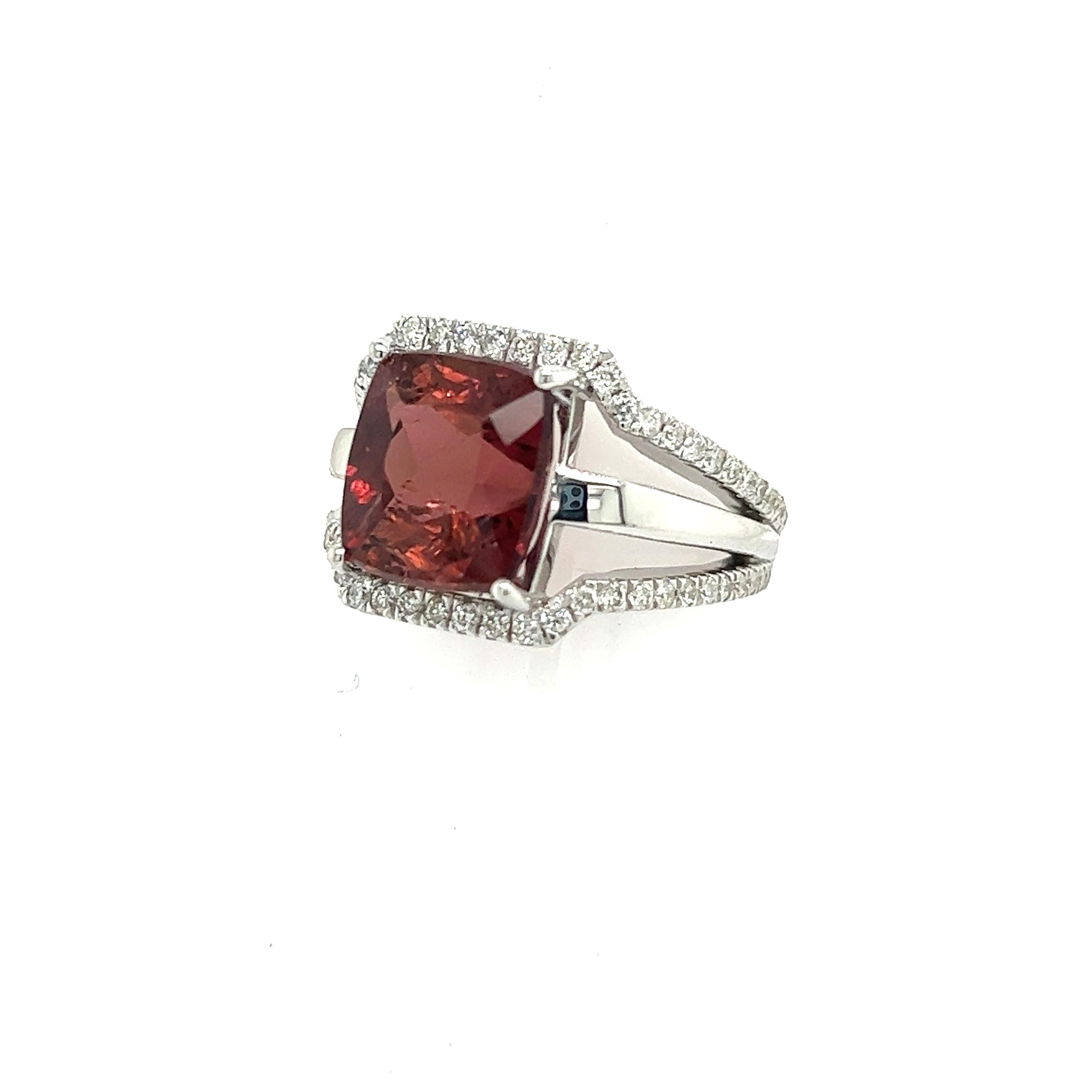 Natural Tourmaline Diamond Ring 6.5 14k White Gold 5.89 TCW Certified For Sale 1