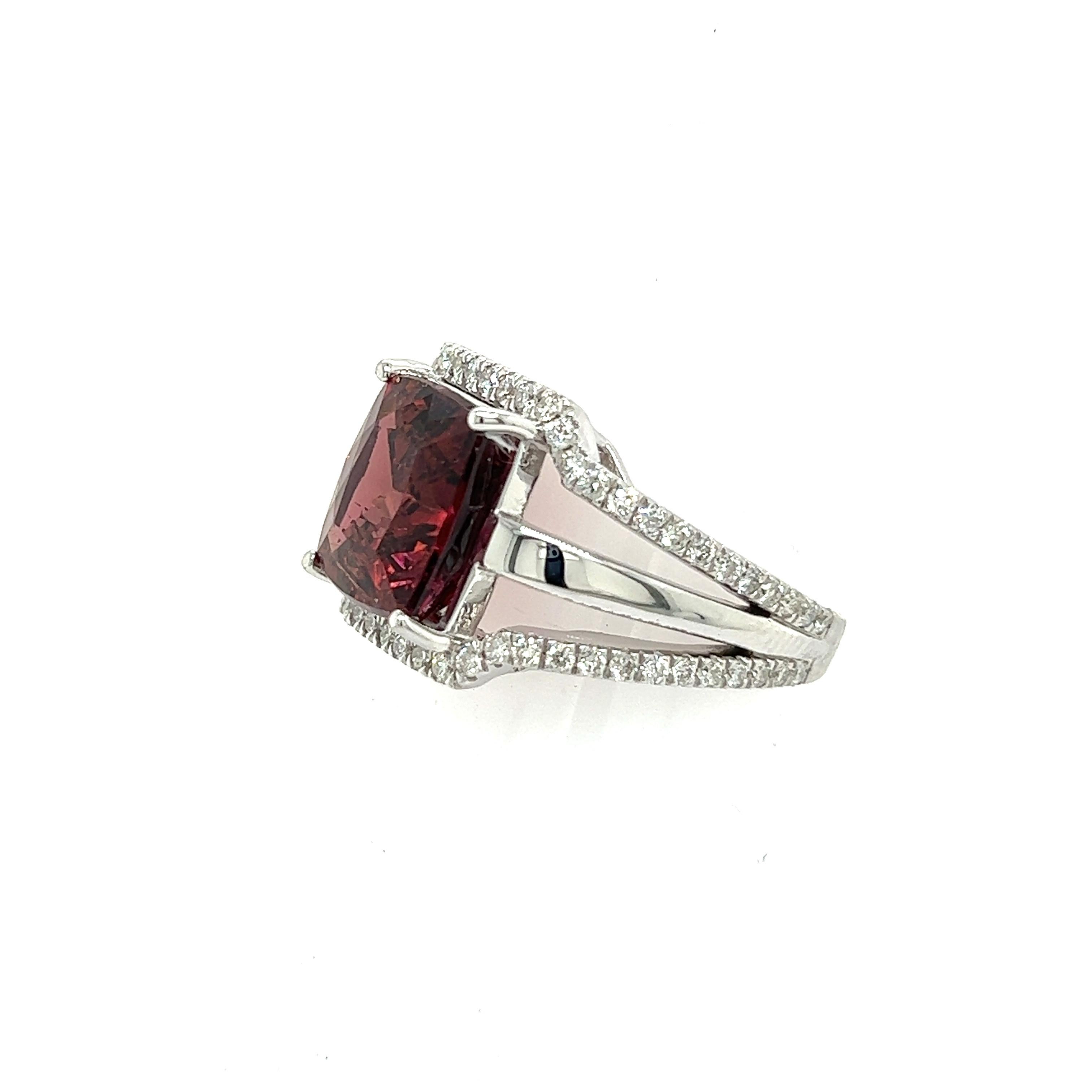 Natural Tourmaline Diamond Ring 6.5 14k White Gold 5.89 TCW Certified For Sale 3