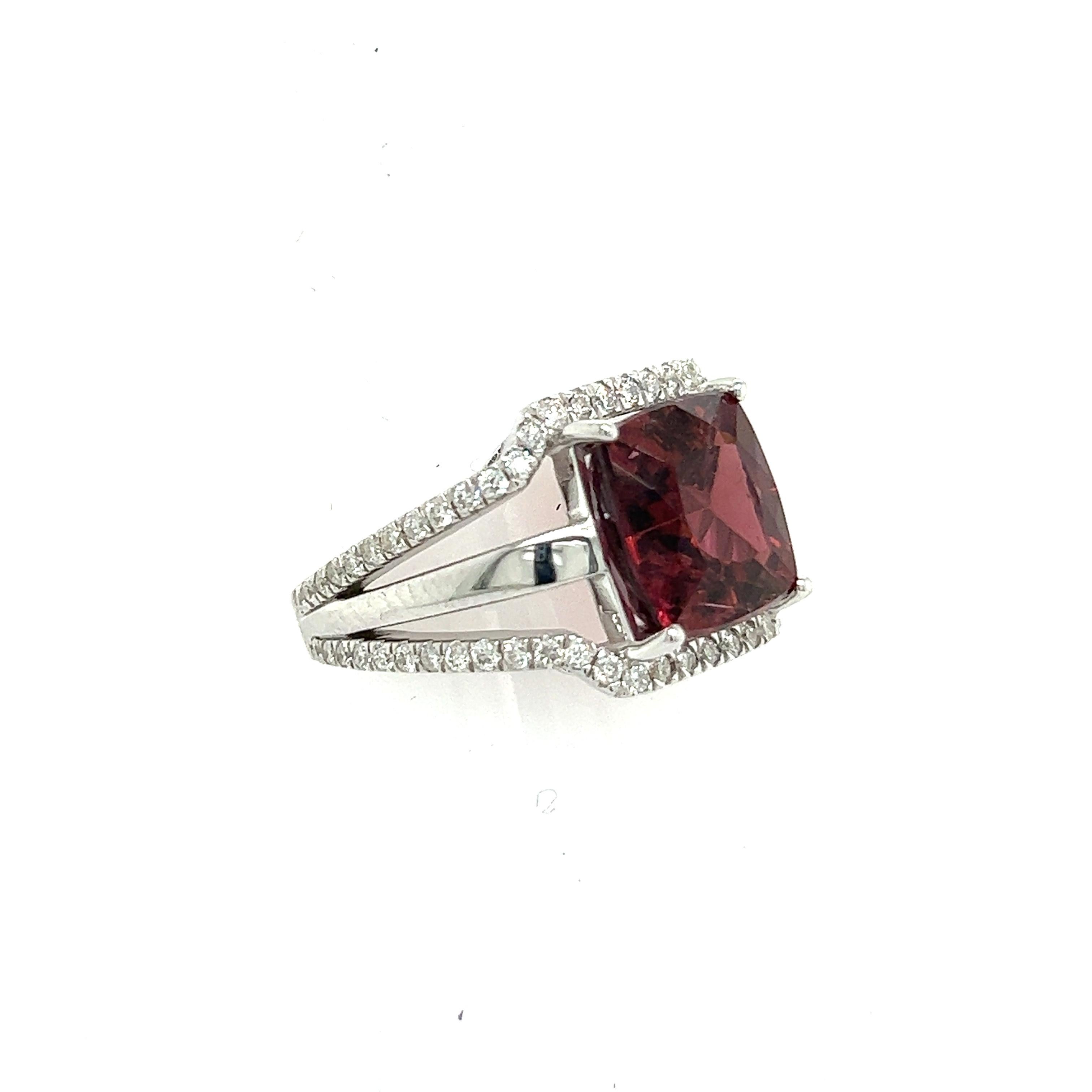 Natural Tourmaline Diamond Ring 6.5 14k White Gold 5.89 TCW Certified For Sale 4