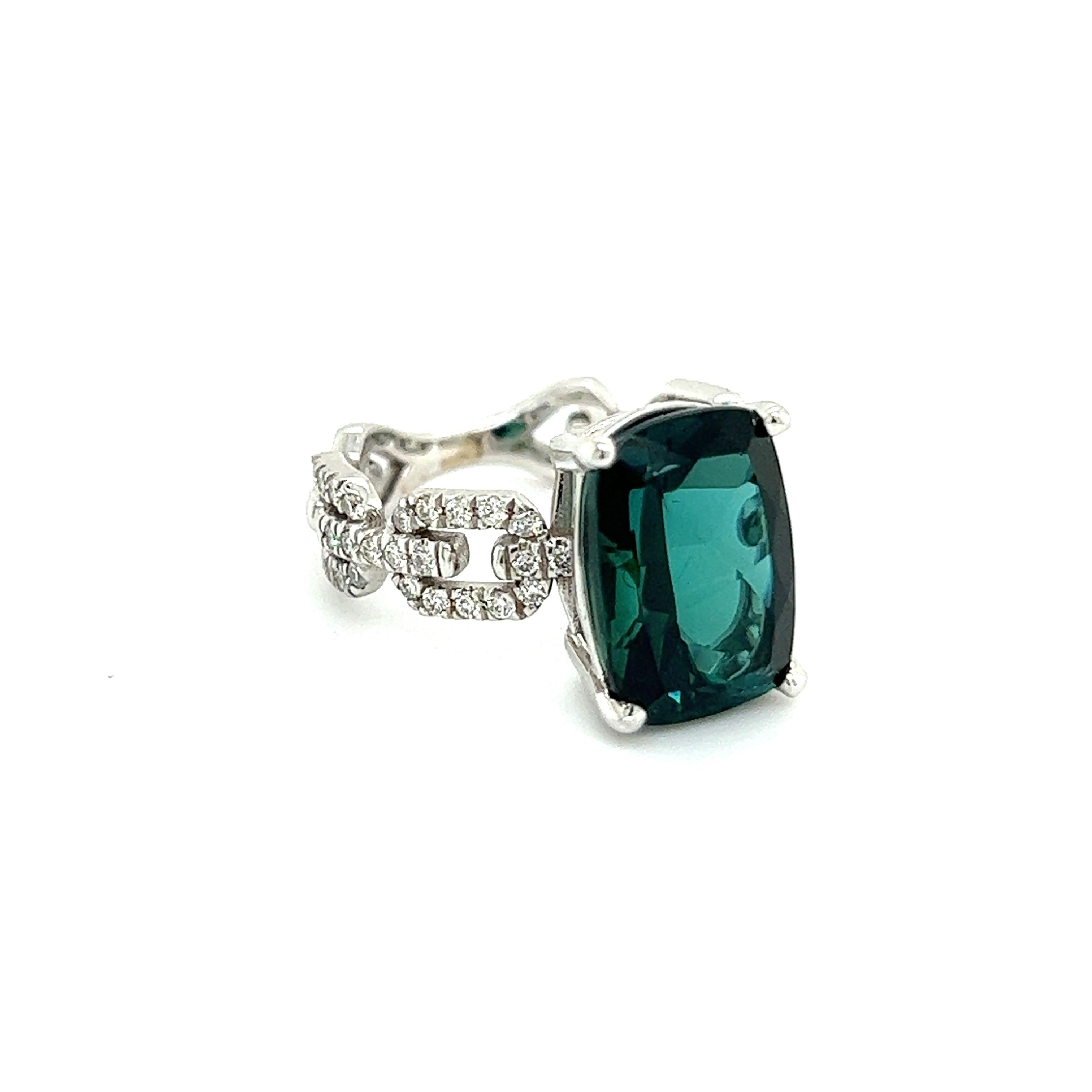 Natural Tourmaline Diamond Ring 6.5 14k White Gold 6.32 TCW Certified For Sale 11
