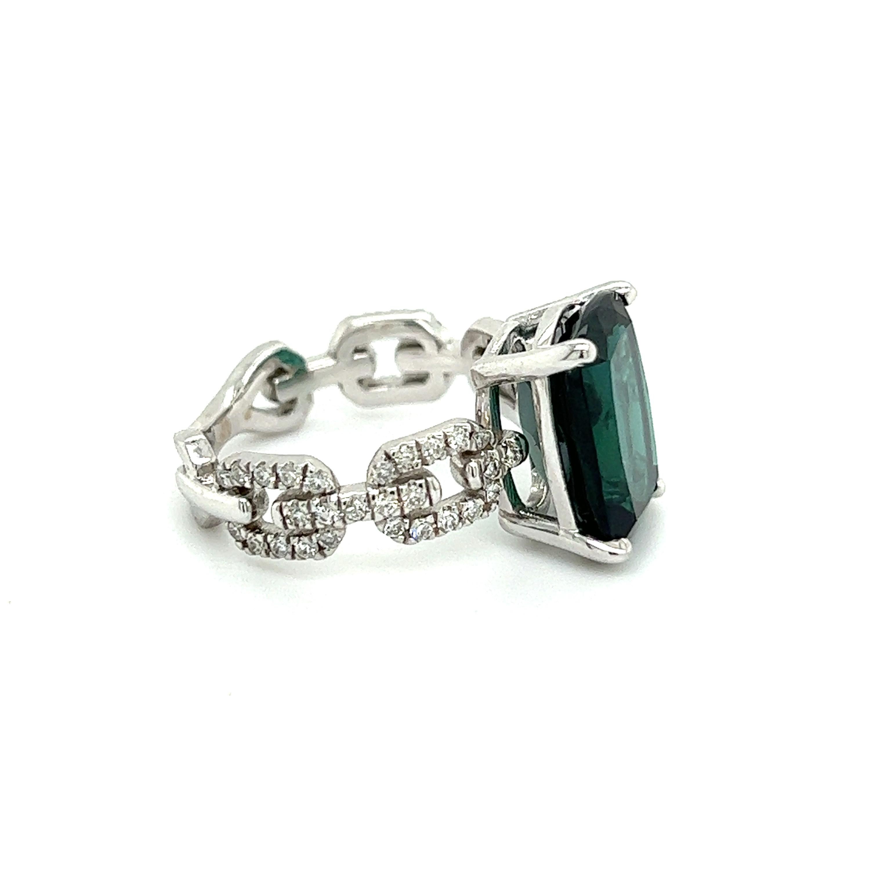 Natural Tourmaline Diamond Ring 6.5 14k White Gold 6.32 TCW Certified For Sale 3