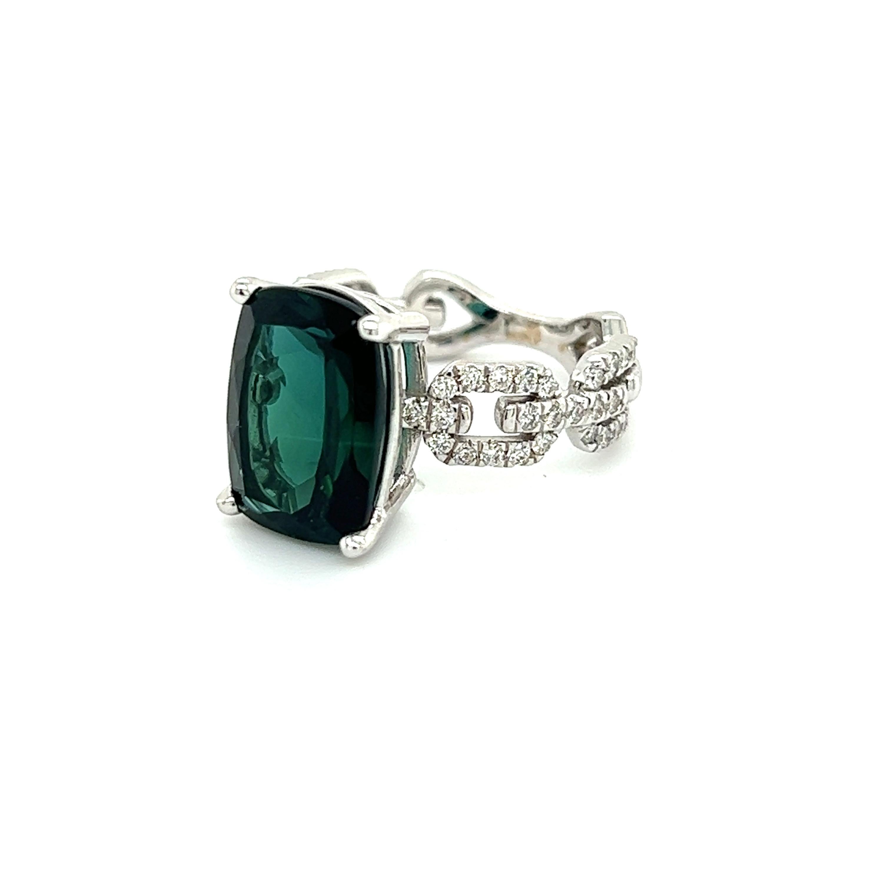 Natural Tourmaline Diamond Ring 6.5 14k White Gold 6.32 TCW Certified For Sale 5
