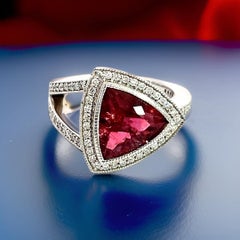 Natural Tourmaline Diamond Ring 7 14k W Gold 4.38 TCW Certified